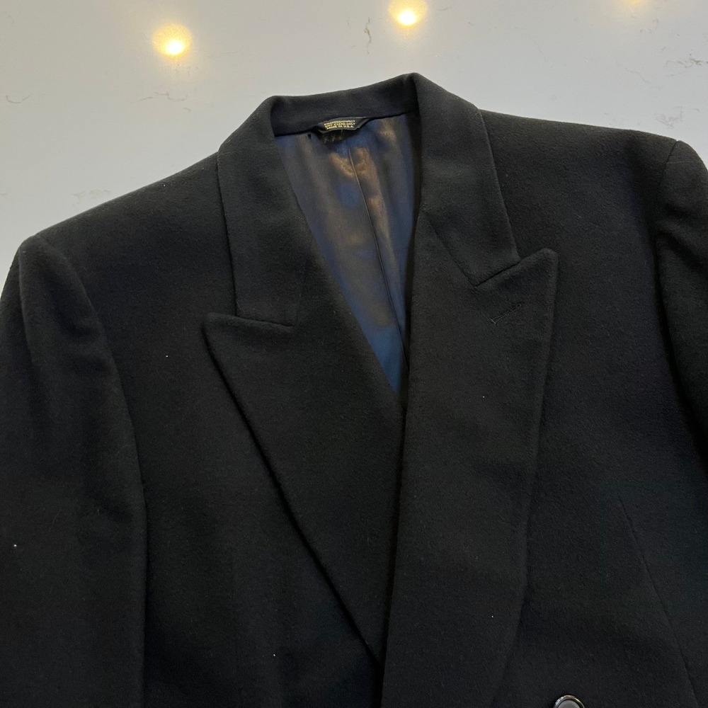 Bloomingdale's Loro Piana 100% Cashmere Double Breasted Overcoat Black 46R USA‎ - Picture 8 of 16